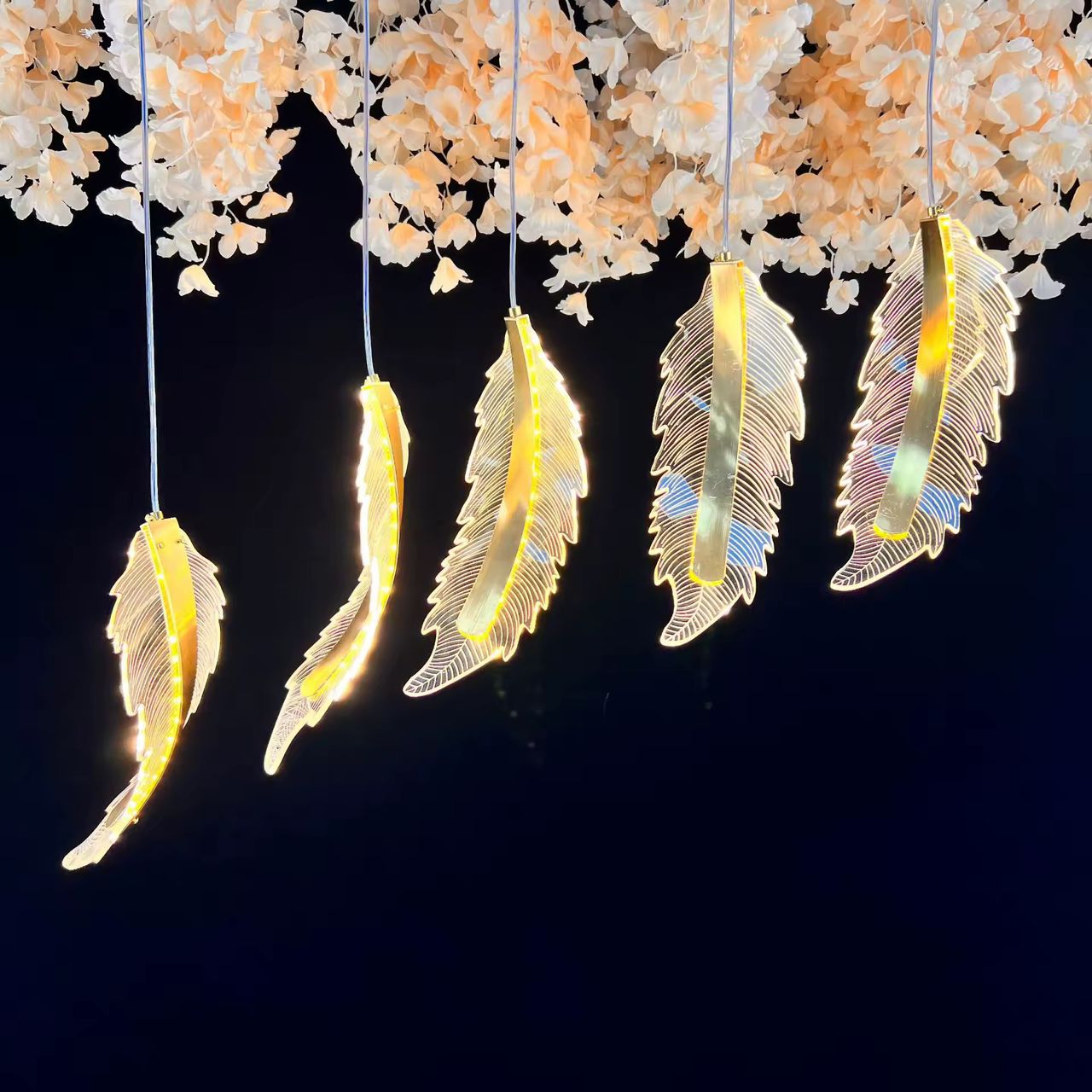 Gold Feather LED Pendants