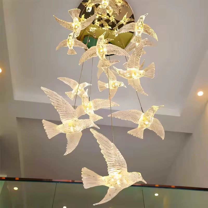 Glass Flying-Birds LED Cluster